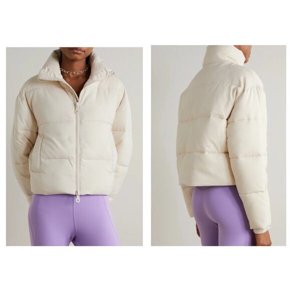 Girlfriend Collective Recycled-Shell Puffer Jacket Beige Cream Sz Small S - Picture 1 of 12